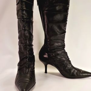 NINE WEST "Haffner" Black Slouch Leather  Boots